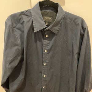 Rag & Bone mens navy blue button down casual shirt